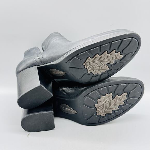 Born Boots Womens 9 Black Leather Ankle Booties Round Toe Block Heel Zip Comfort - Picture 9 of 12